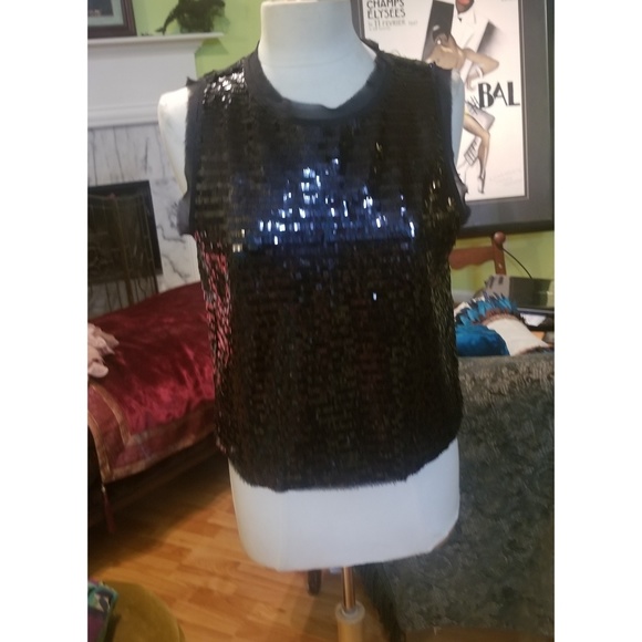 Who What Wear Tops - Celebrity Style Black Sequin Top
